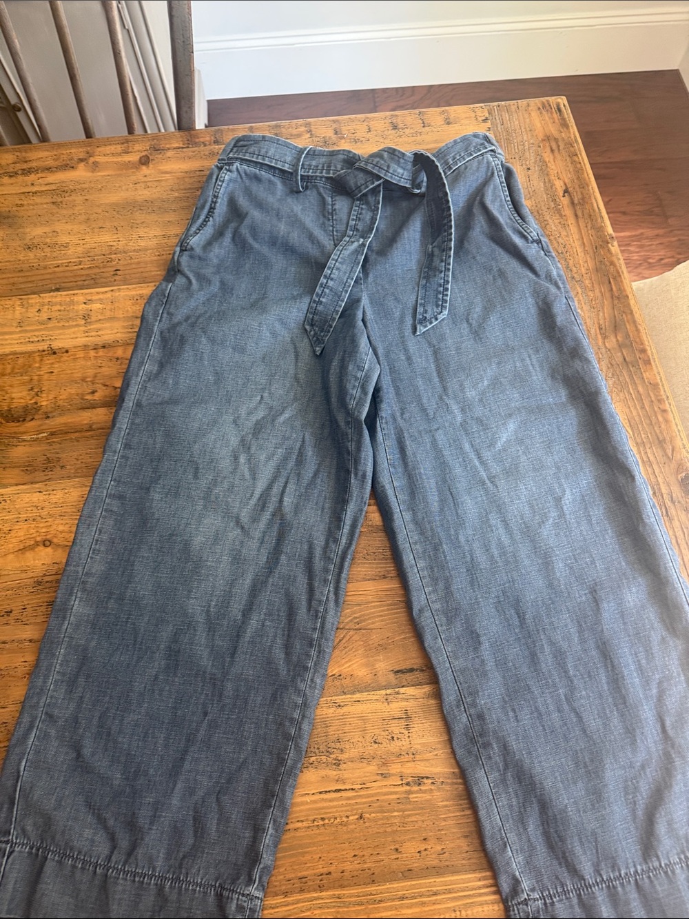Talbots Casual Wide-Leg Tie-Waist Capris in Denim Blue
